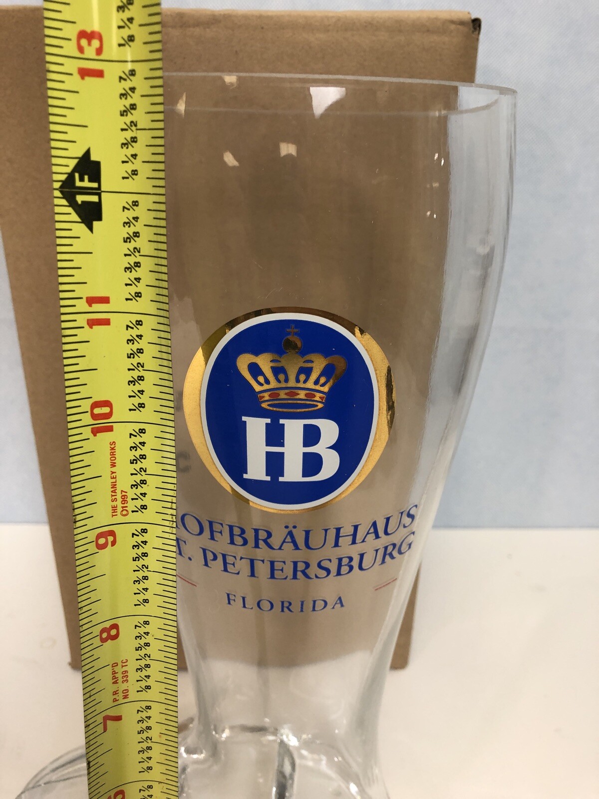Hofbrauhaus HB Glass Beer Boot 2 Liter St.Petersburg Florida Octoberfest NEW