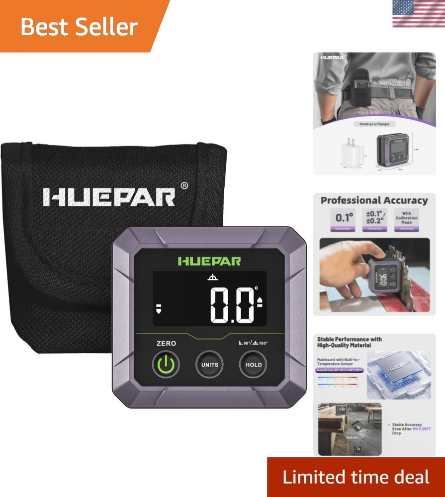 Versatile Digital Angle Gauge - Magnetic Base & ±0.1° Accuracy for All Projects