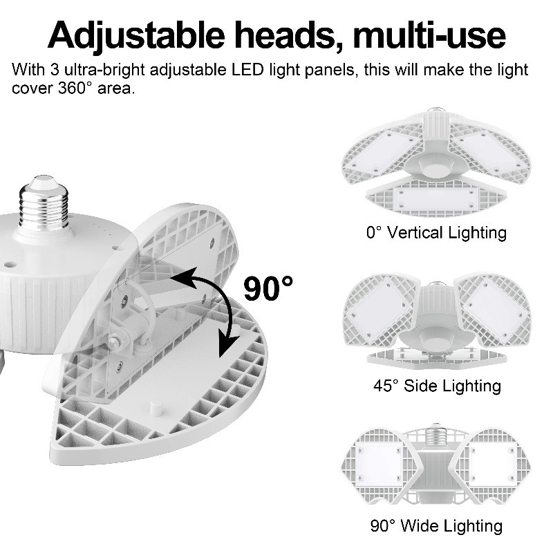 Great Value LED Daylight Garage Light, 30-Watt (3000-Lumen) 3 Adjustable Lighted