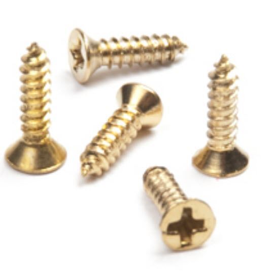 4 X 1/2" Flat Head Screw - Phillips Head - Brass Plated - (25 Pcs)