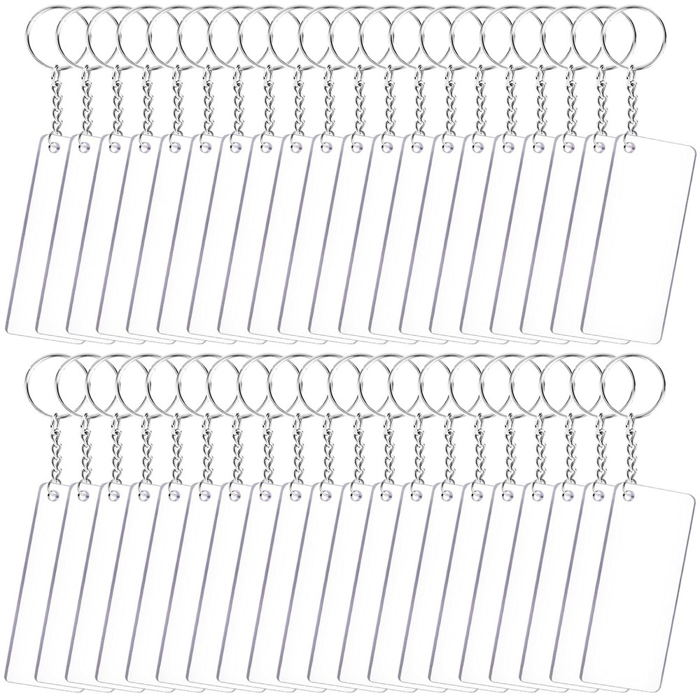 Duufin Rectangle Acrylic Keychain Blanks Set Clear Rectangle Acrylic Blanks (...