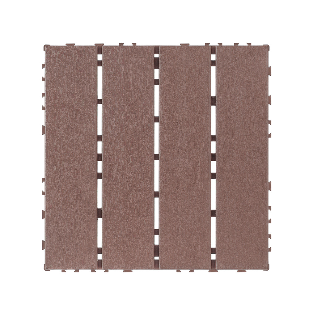 Brown Waterproof Interlocking Deck Tiles 44 Pack 12x12 Plastic Outdoor Flooring