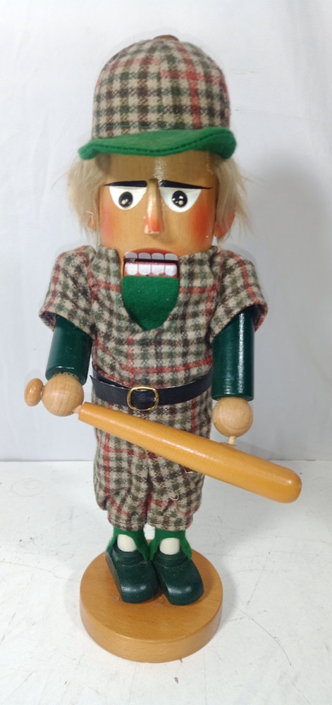 Original Steinbach Volkskunst Germany Baseball Player Nutcracker Tweed Bat