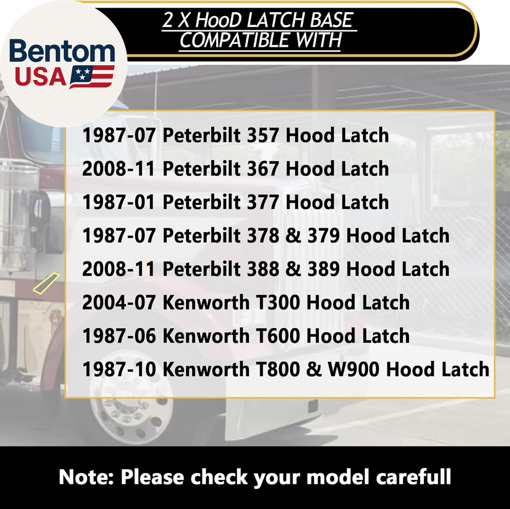 2 Pack for Peterbilt Kenworth Hood Latch Base Compatible with Peterbilt 357 367