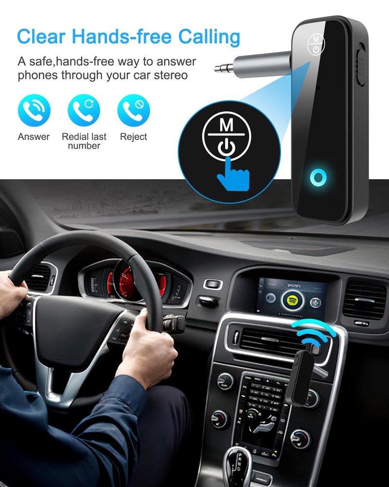 Upgraded Aux Bluetooth 5.4 Adapter for Car, 2 in 1 Bluetooth Receiver Transmi...
