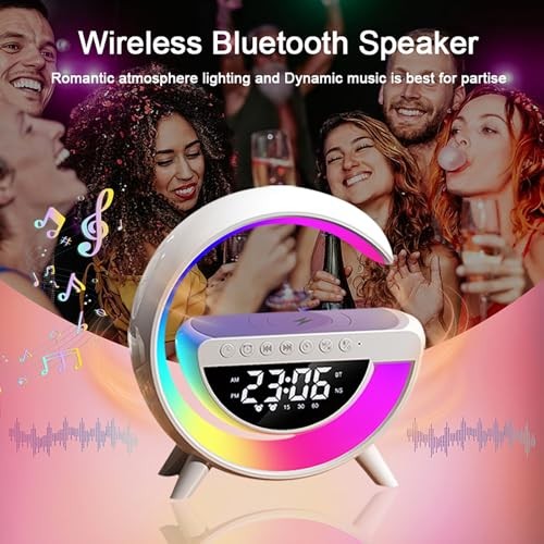 Smart Wireless Charging Table Lamp, Multifunctional Bluetooth Speaker & biack