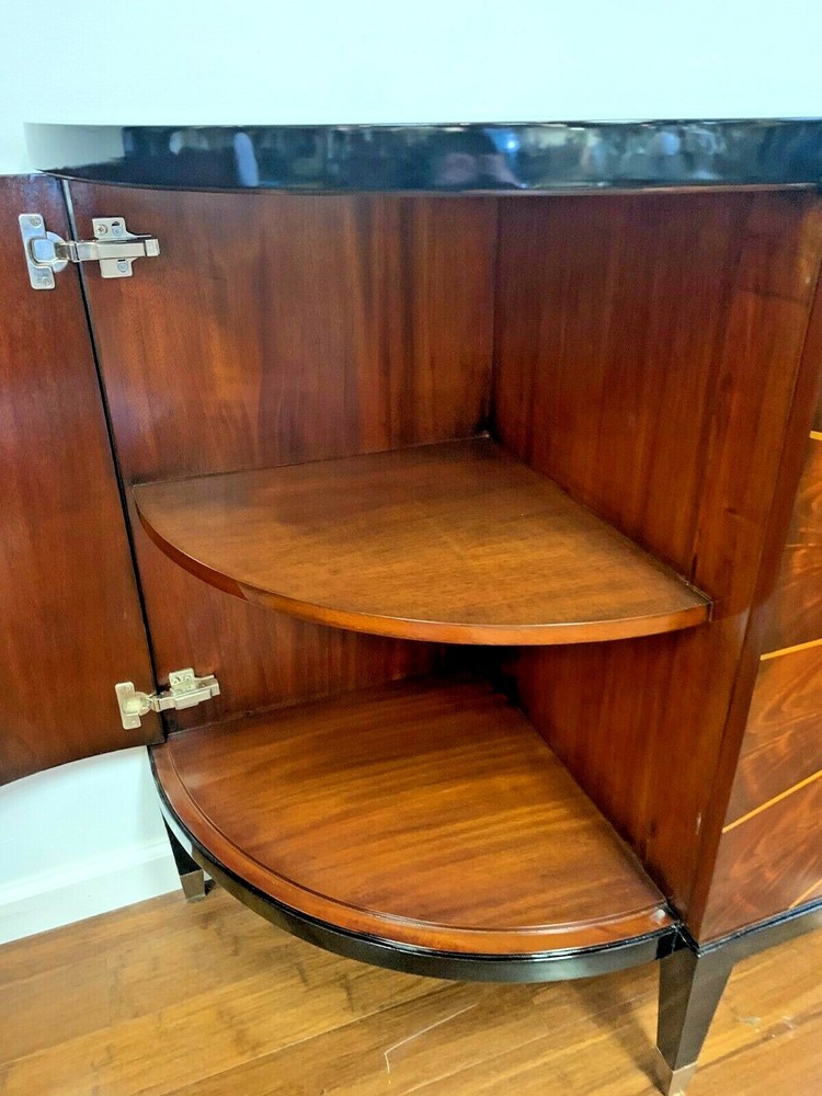 Mahogany Deco Style Buffet with Black Lacquer Top