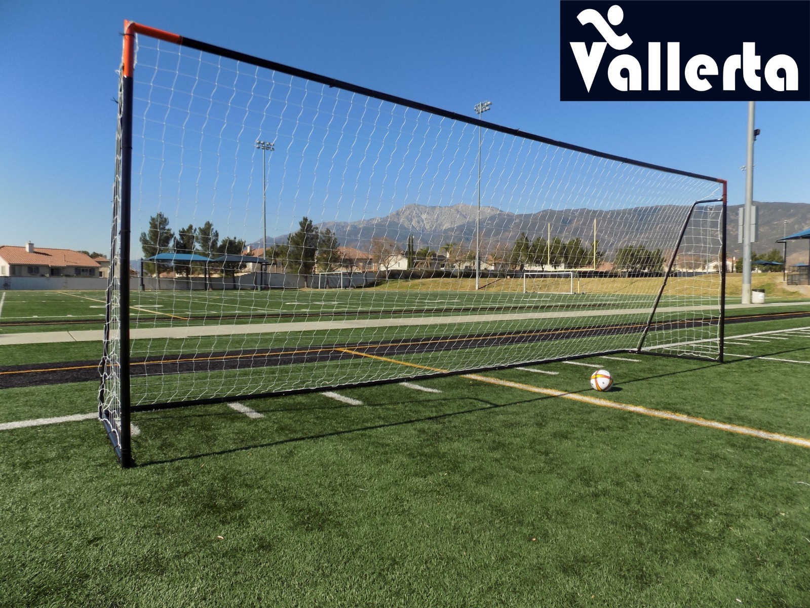 Vallerta® 24x8 Ft. Regulation Size Soccer Goal w/Weatherproof Net(Blk/Org)(1Net)