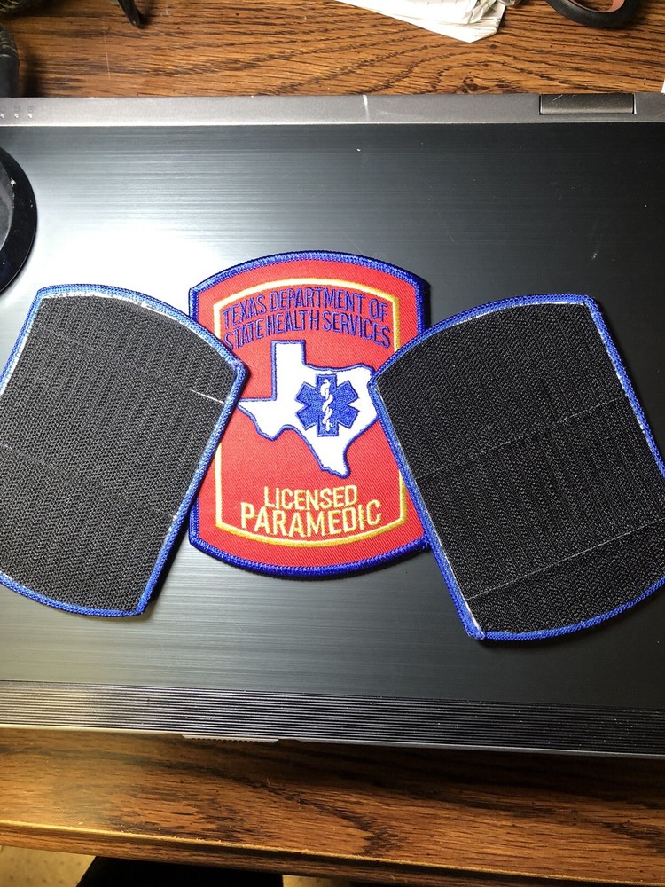 Texas Licensed Paramedic Patch Genuine 3M Hook Applied Shoulder Size Look!