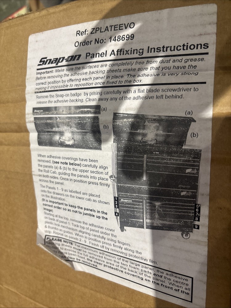 *New* Snap On Toolbox Roll Cab Evolution Decals Graphics ZPLATEEVO 55" 54" Stack