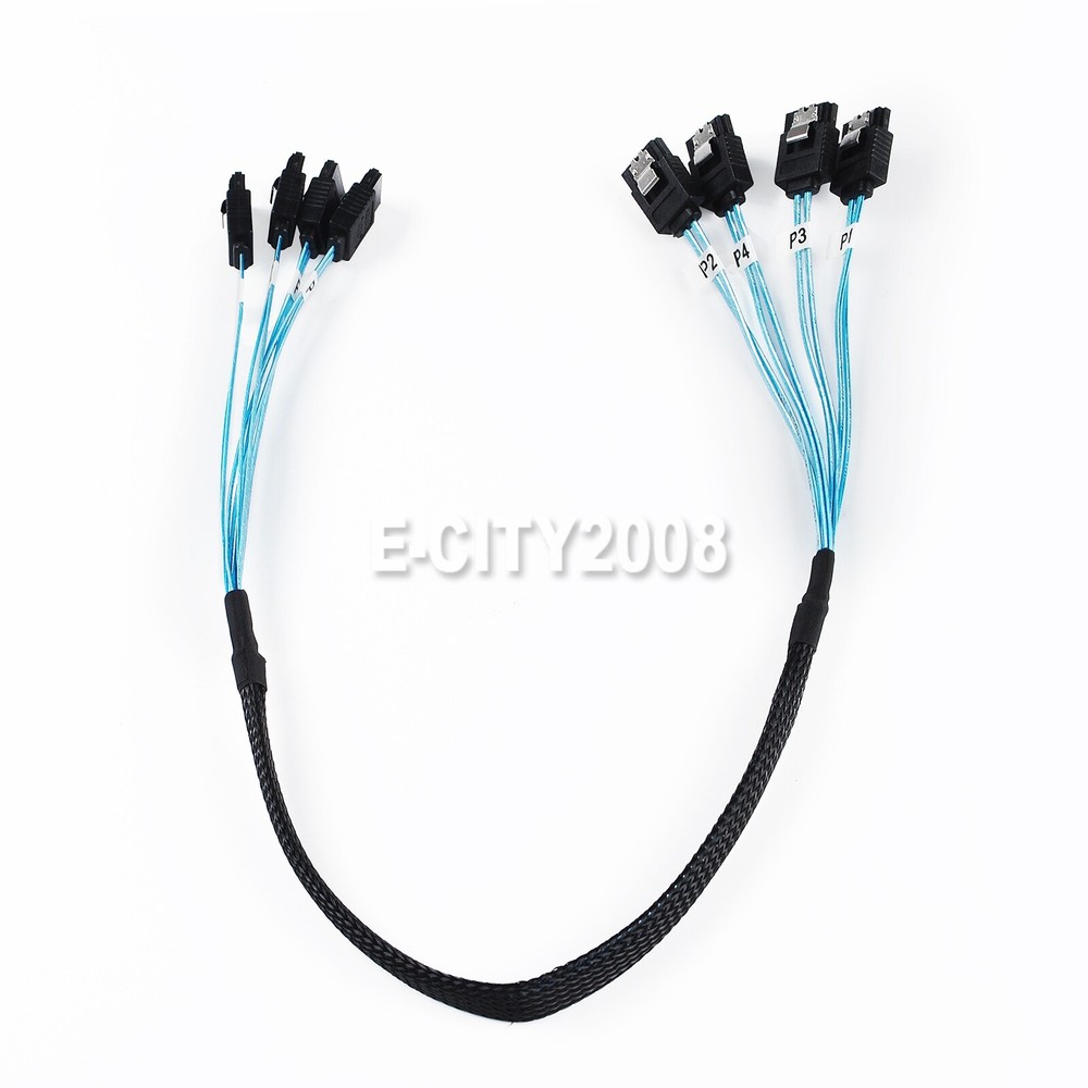 2Pcs 4 SATA 7pin to 4 SATA 7pin Target SSD Hard Disk Data Server Raid Cable 50CM