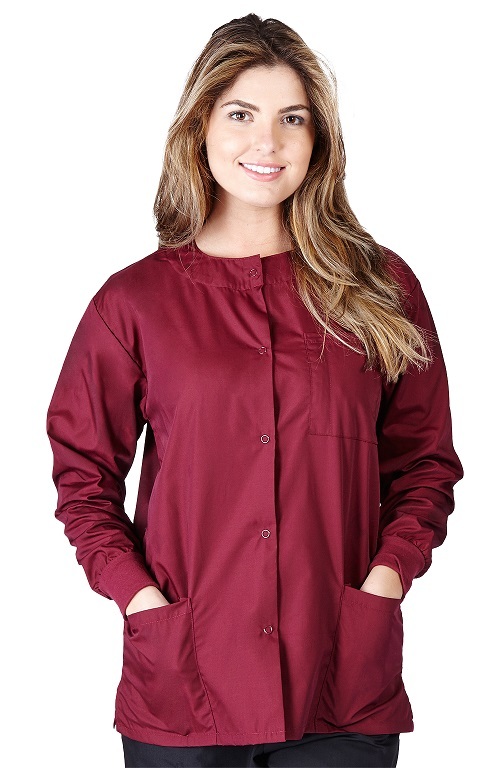 Unisex Medical Hospital Nursing Warm Up Top Scrubs Jackets 3-Pockets for Women