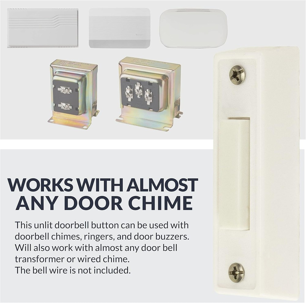 Unlighted Doorbell Button, 1-Pack, White
