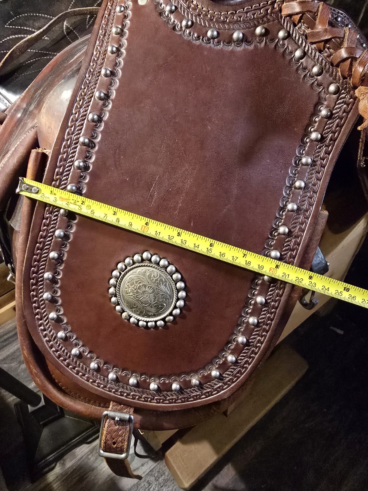 Vintage Cantle Saddle Bags With Sterling Accents Adjustable