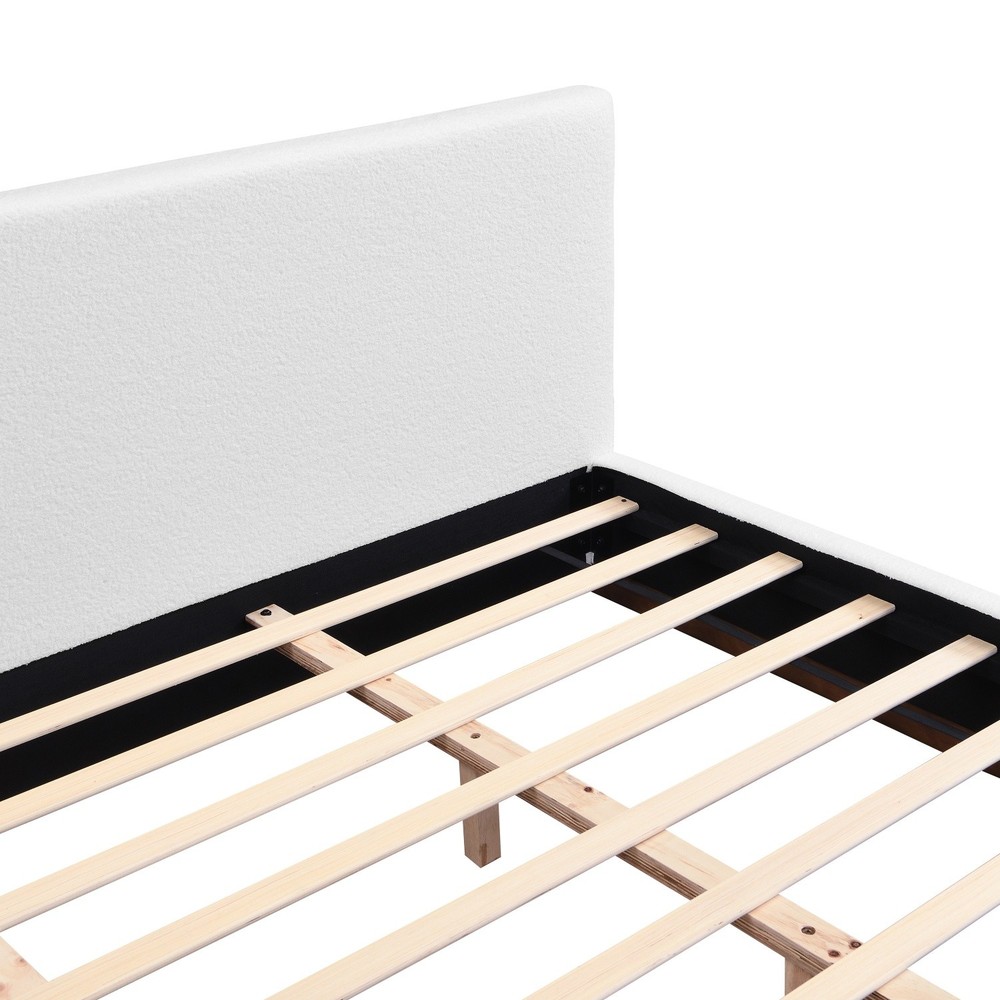 King Size Modern Upholstered Platform Bed Frame w/ Headboard & Solid Wood Base