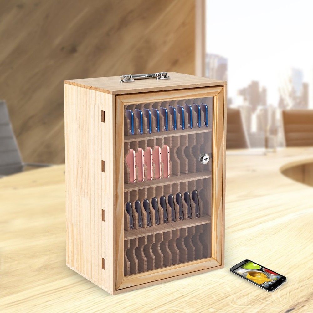 Cell Phone Storage Cabinet with 48 Slots, Lockable & Wall-Mountable