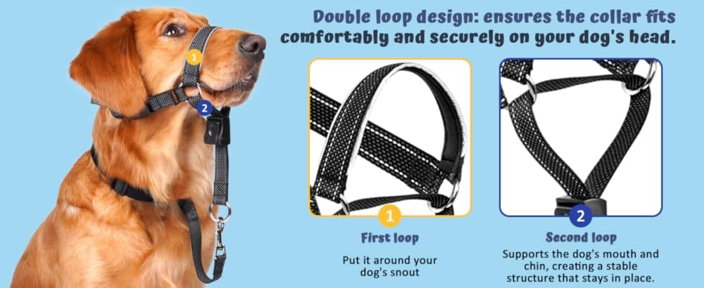 BARKL Dog Head Collar, Soft No Pull Head Halter, Reflective Muzzle