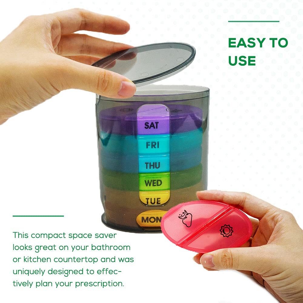Weekly Pill Organizer twiceaday Portable 7 Day Pill Box Case With Stackable Am