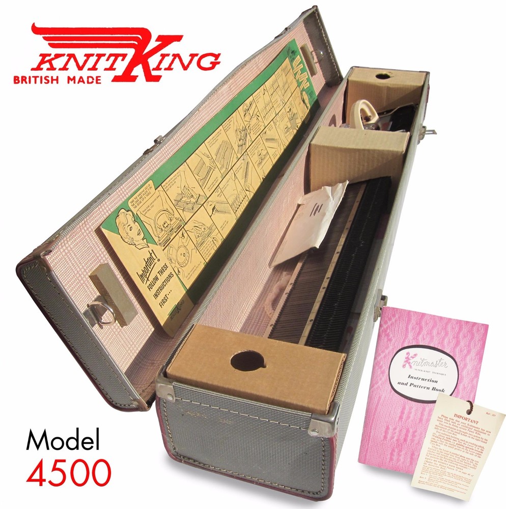 1960 Knitking Model 4500 Knitting Machine, Case, & Paperwork