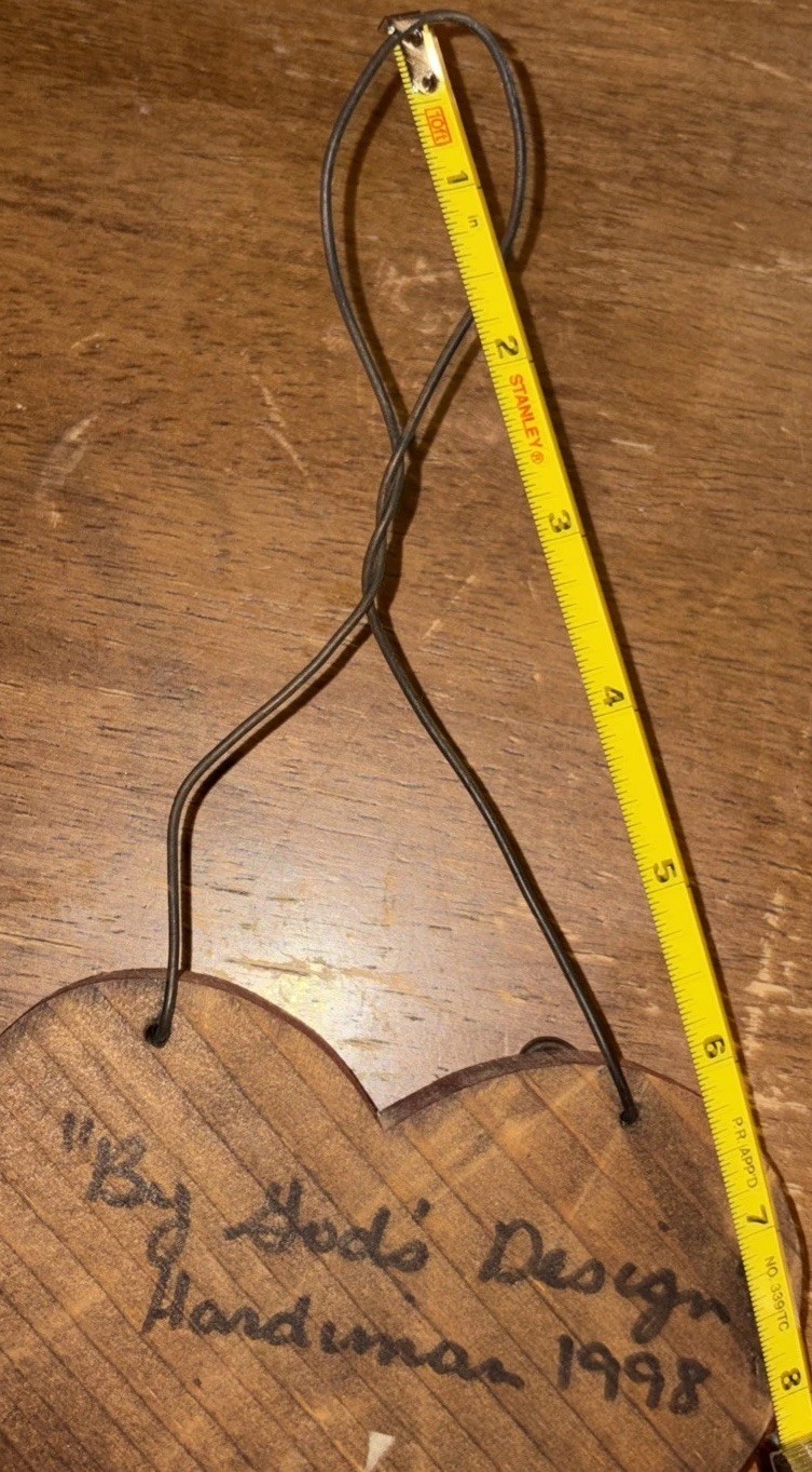 VTG Coca Cola Wooden Handcrafted Heart Shaped Sign Hanging Signed 1998 Handiman