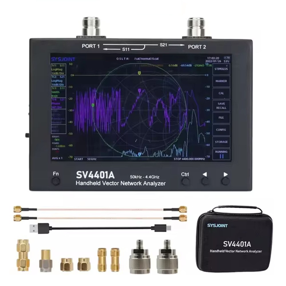 SV4401A 7 inch Touch 50KHz-4.4GHz VNA Vector Network Analyzer Lcd 100dB Dynamic