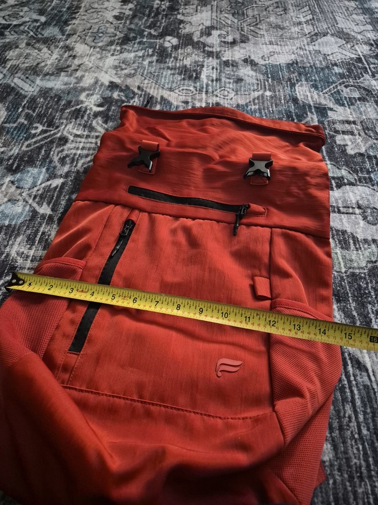 Fabletics "The Only Backpack" Orange Nylon NWOT Multiple Pockets Roll Down Top