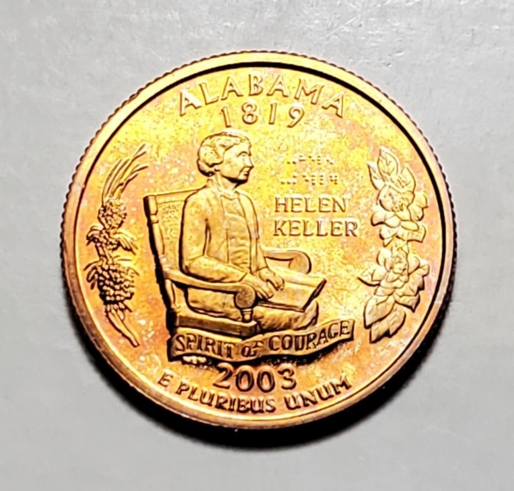 TONED 2003 S ALABAMA STATE QUARTER CLAD PROOF UNC #C5452