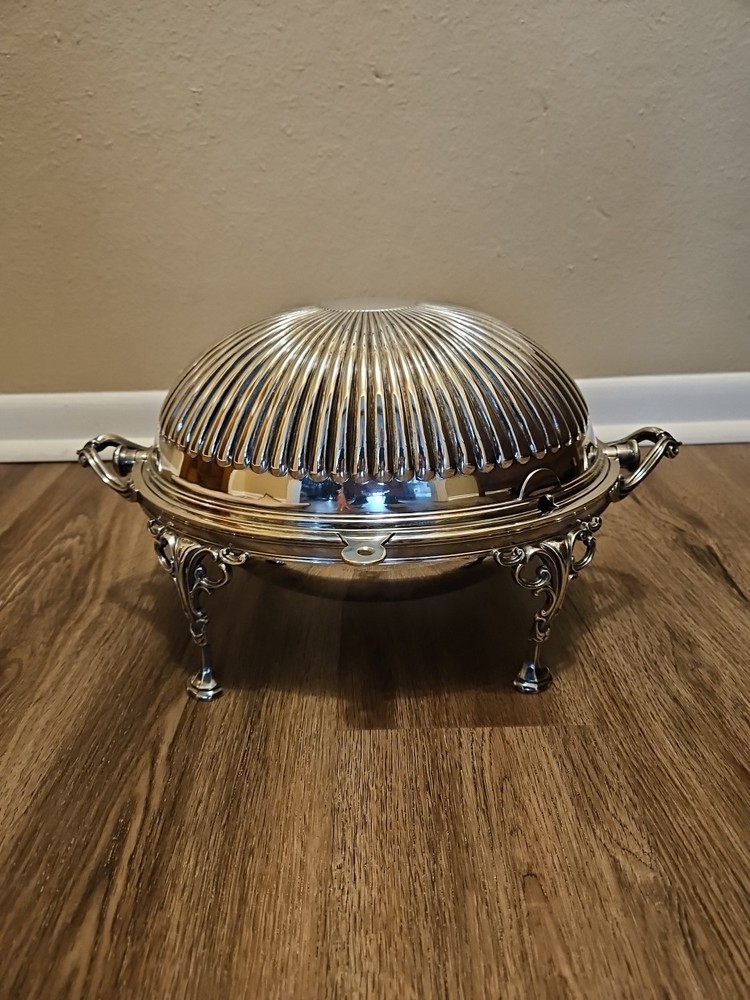 Martin, Hall & Co.-Sheffield Silverplate Roll Top Buffet Server Dome Dish 11.5”
