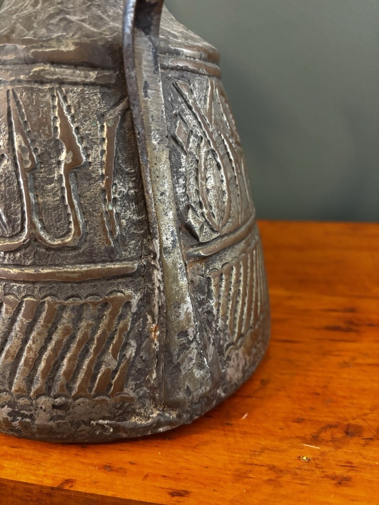 Antique Middle Eastern Hand Hammered Tinned Copper Ewer