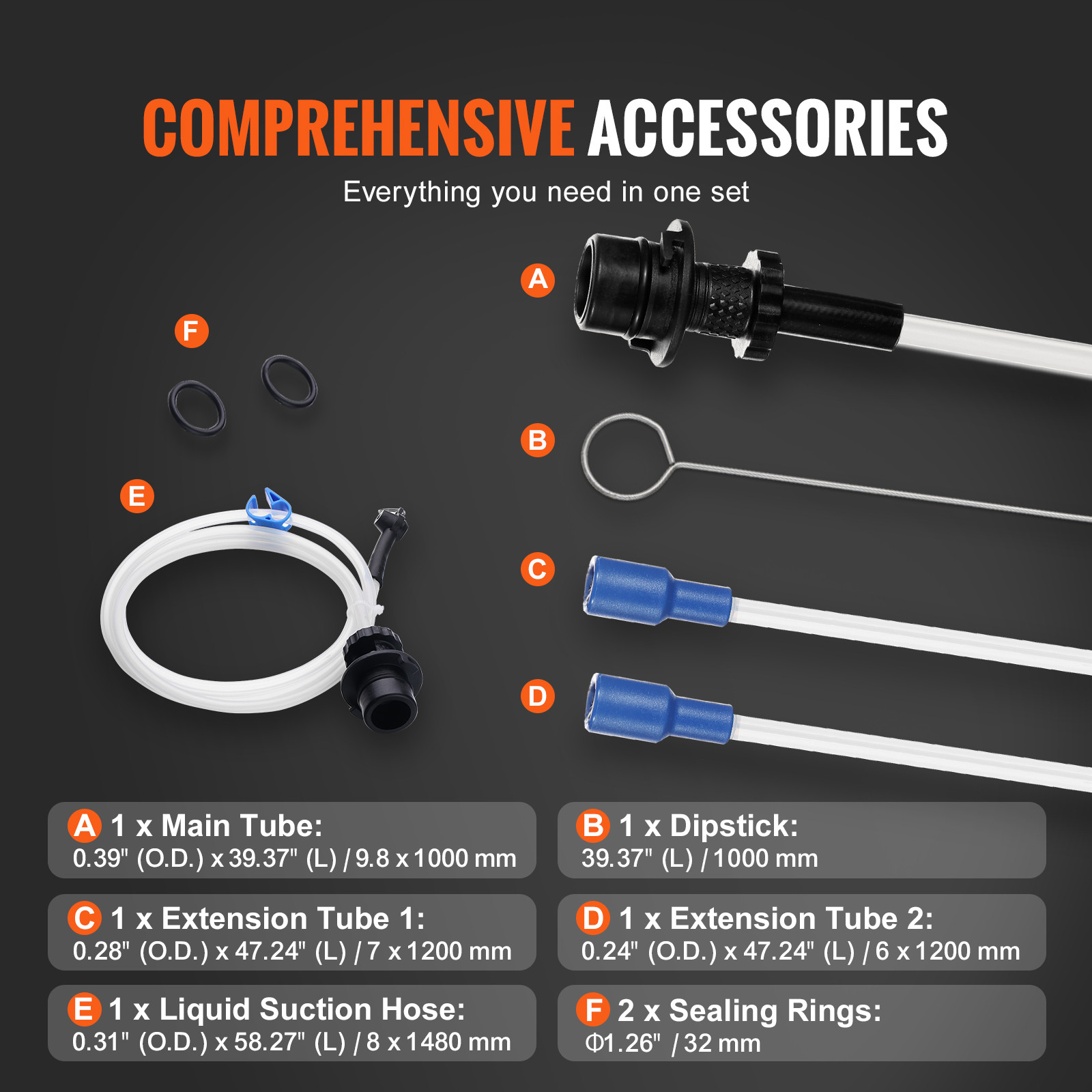 VEVOR Fluid Extractor Manual Hand Operated Oil Change Vacuum Pump 1.74 Gal/6.5L