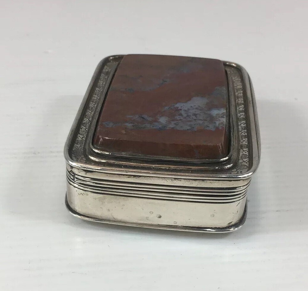 Fine Antique Georgian Solid Silver (Tested) Mounted Agate Table Snuff Box 126g