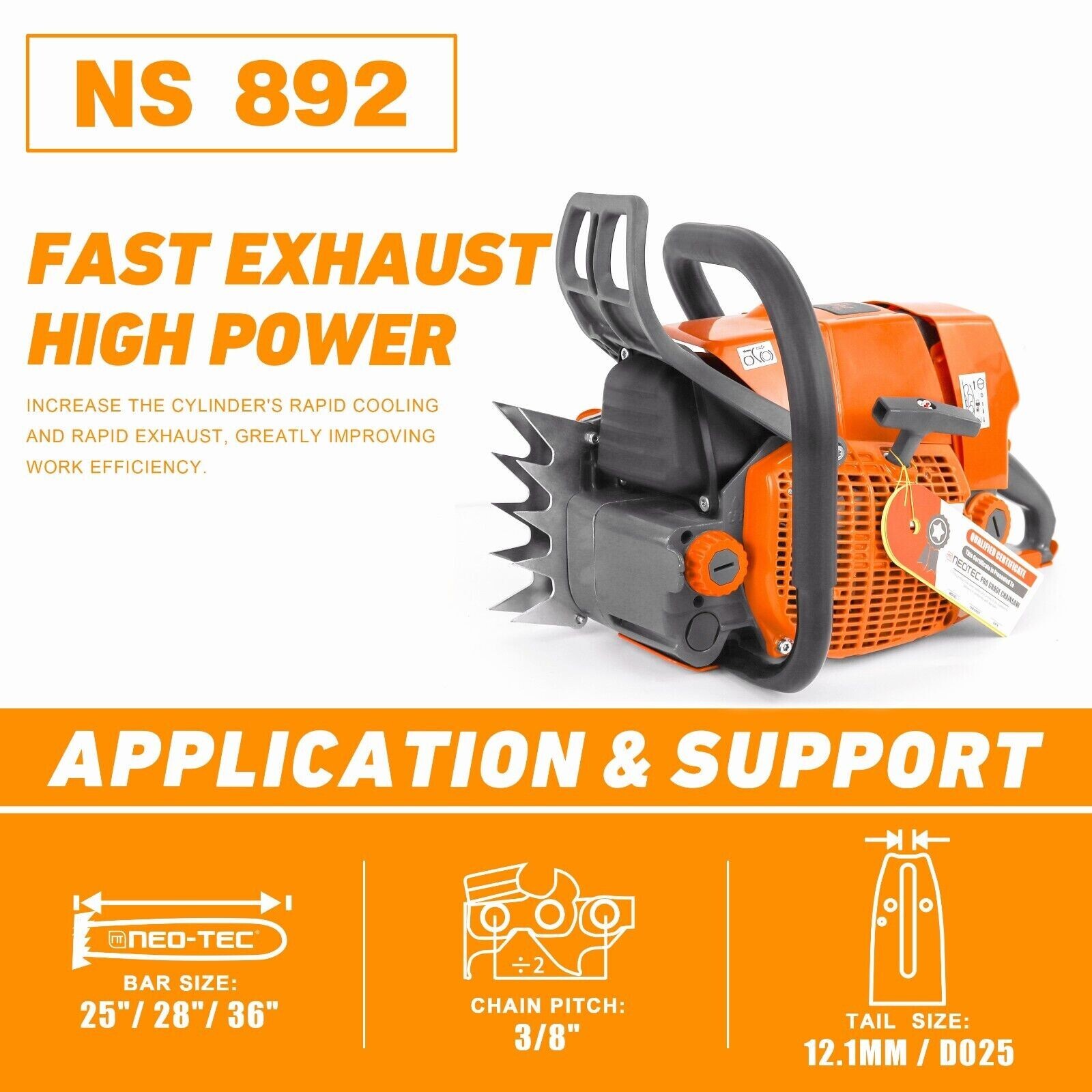 92cc Chainsaw Gas Powered Head Compatible with MS660 066 Milling Cut Tree No Bar