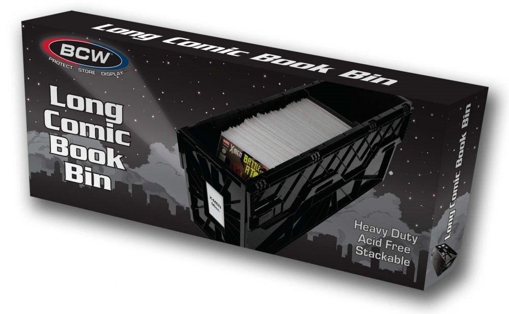 BCW LONG Comic Book Storage Box Bin Heavy Duty Plastic Stackable Hold 300 Bags