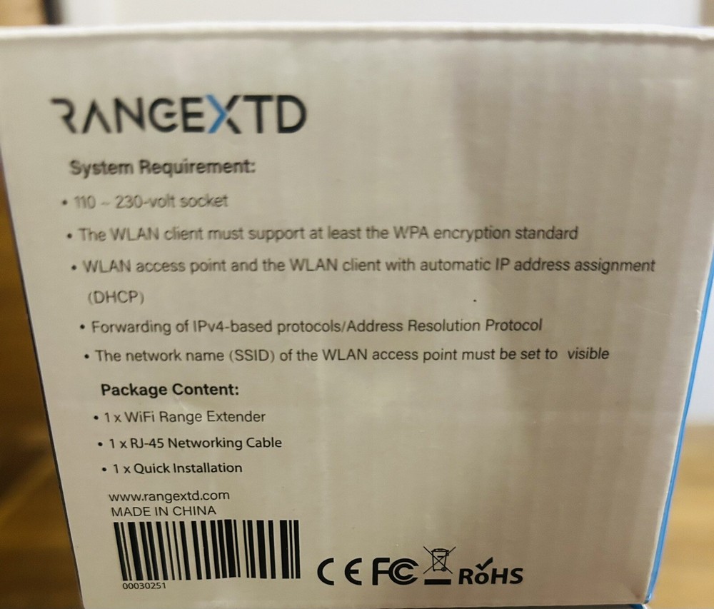 Range XTD WiFi Range Extender 300 Mbps AP/Router WPS Button RangeXTD