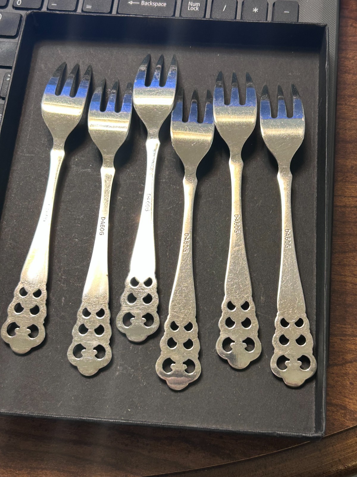 David Andersen Norrona Demitasse 6" fork set (6) D-A 60G Elegance Silver Plate