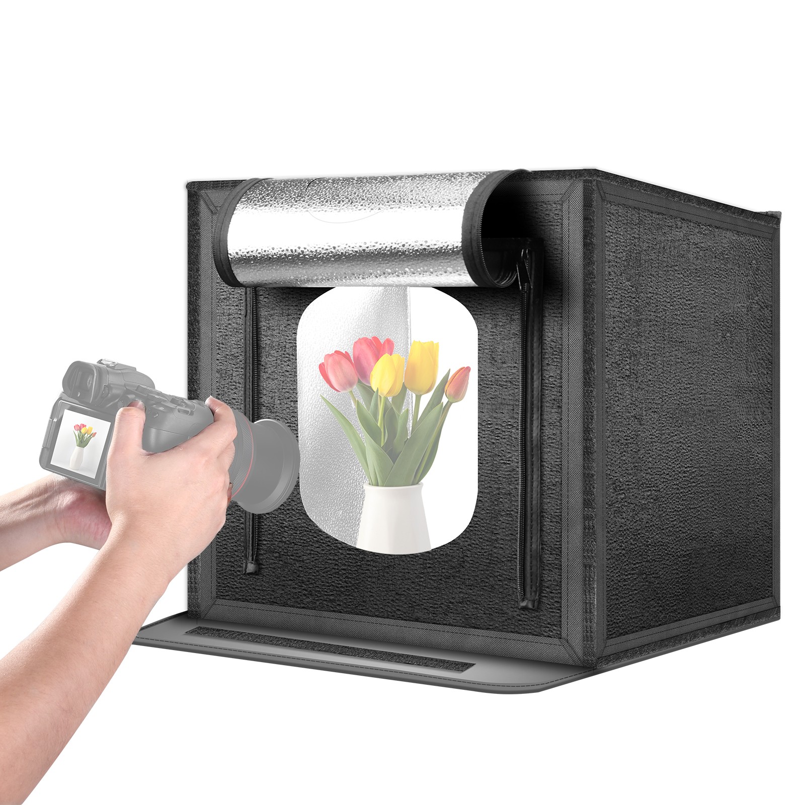 NEEWER LP60D 24" Photo Light Box w/4 Backdrops, 5600K 160 LEDs, Dimmable