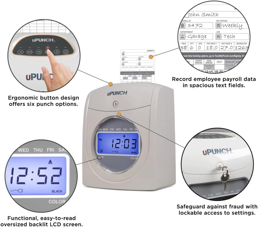 HN4500 Advanced Calculating Time Clock Bundle for Small Business: Complete Emplo