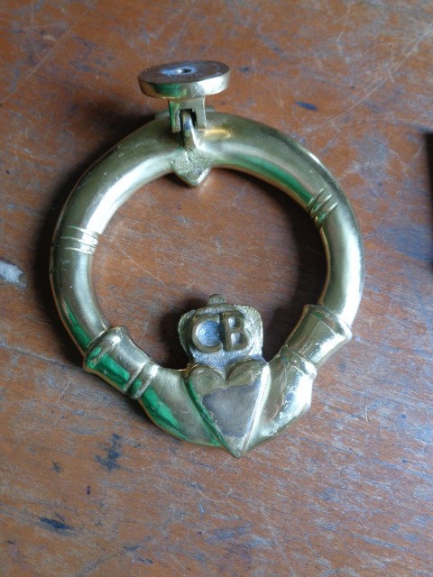Solid Brass Irish Claddagh Celtic Cross Door Knocker