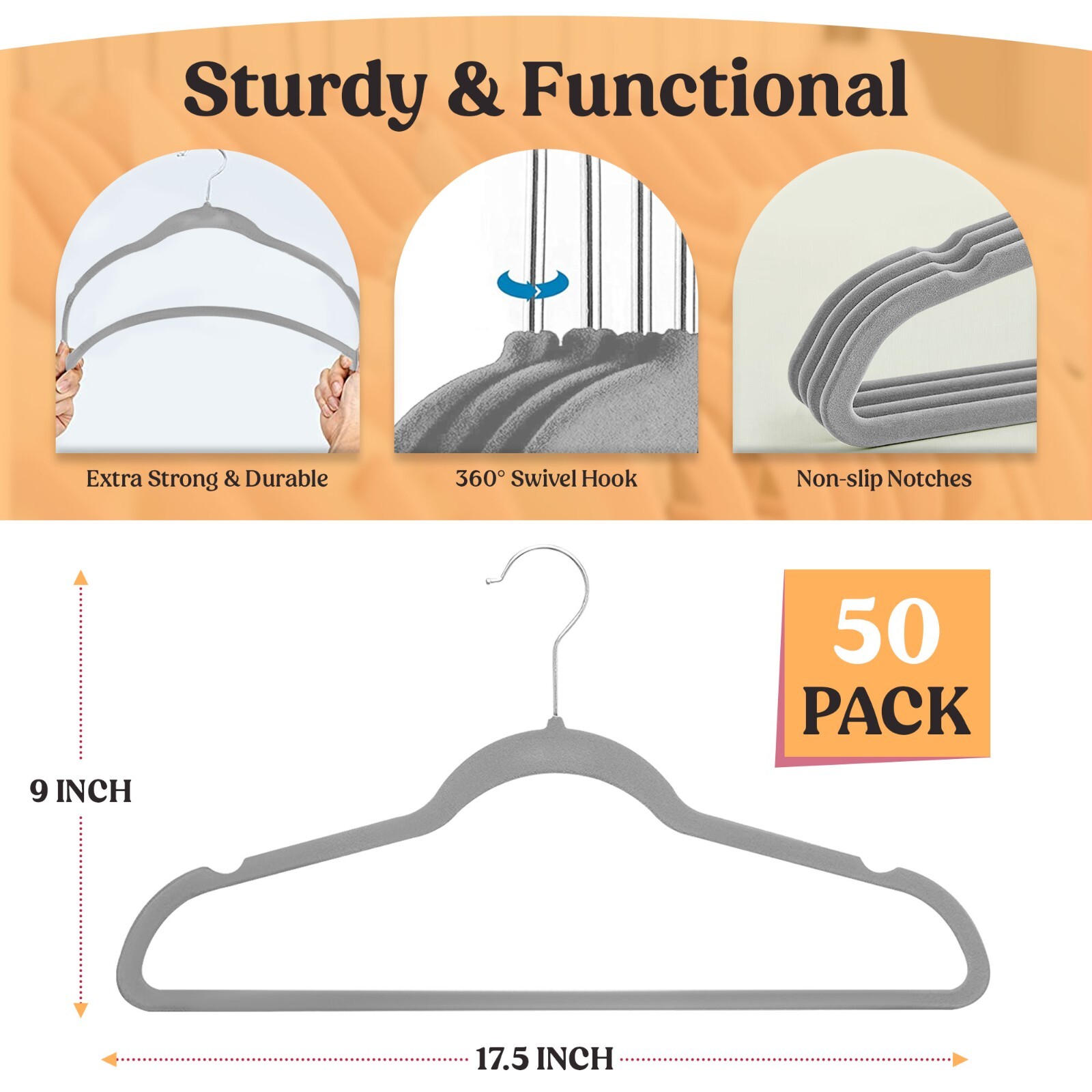 30/50 Pack Velvet Cloth Hangers Premium Lightweight Space Sever Non Slip Hanger