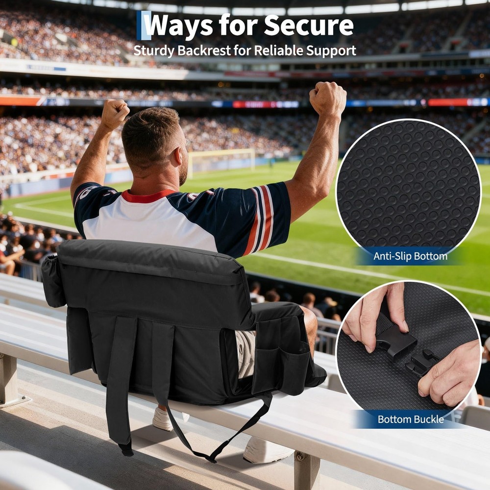 2-Pack 20" Wide Stadium Seat, Folding Bleacher Chairs w/ Adjustable Back Support