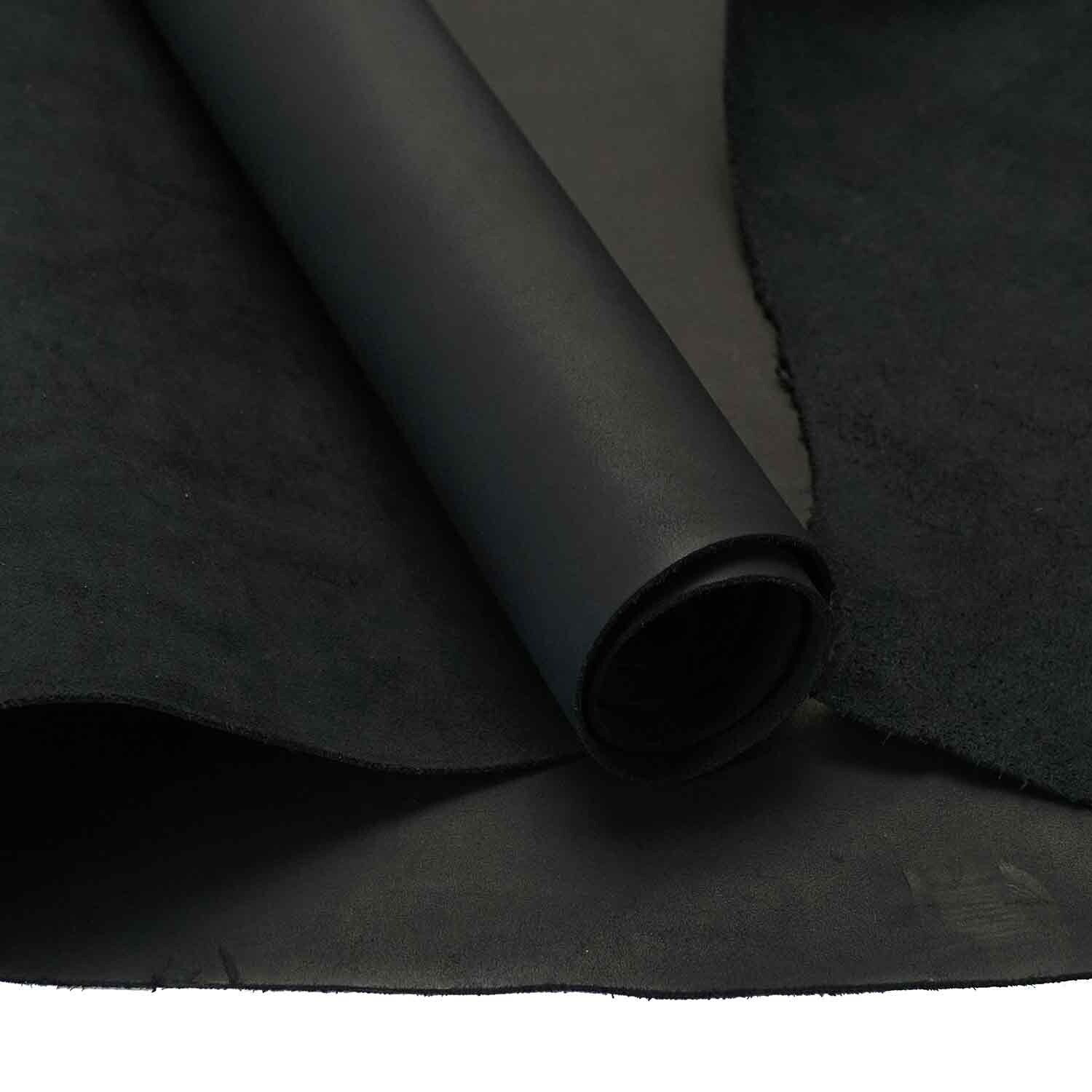 SLC Full Side 5/6 Ounce Matte Black Oil Tan Leather Side 19 to 24 Square feet