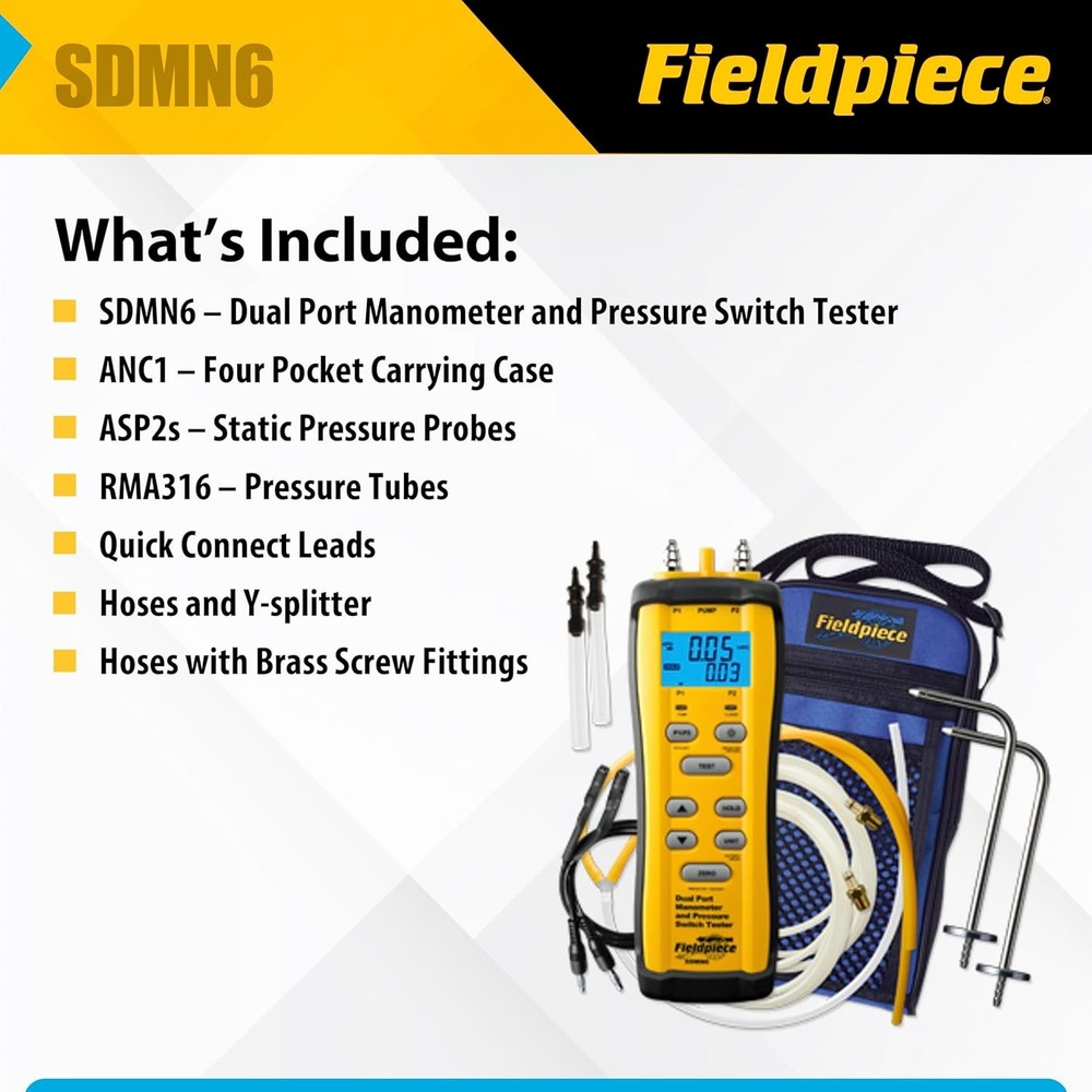 Fieldpiece SDMN6 Combustion Pressure Switch Tester