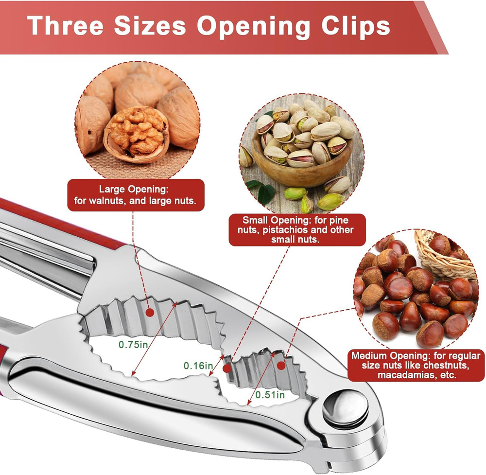 4 Pcs Walnut Cracker Tools, Windspeed Nut Crackers Three Opening Clips Nut Shell