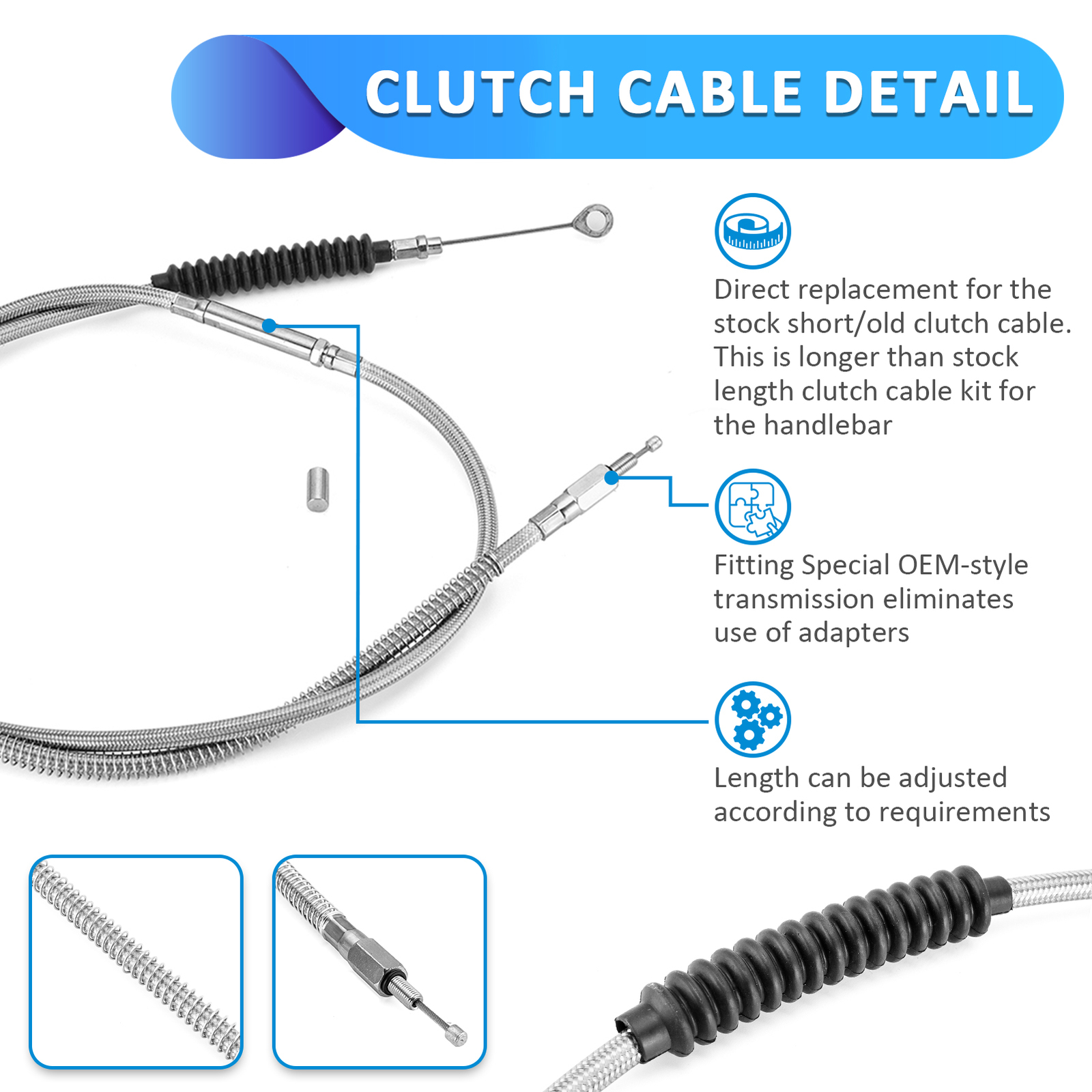 12" 14" Bar Clutch/Brake/Throttle/CAN-Bus Cable for Harley Softail 00-06 Non-ABS
