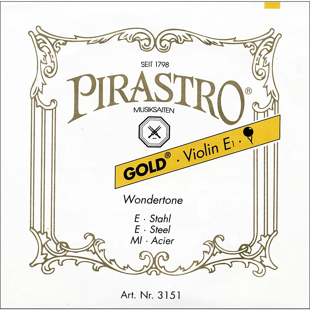 Pirastro Wondertone Gold Label Violin String Set 4/4 Size - E String Ball End