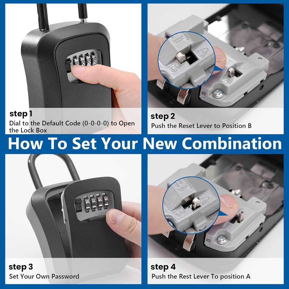 Safe Box Outside Combination Backup Keys Lockbox Portable Wall Mounted Key Lock