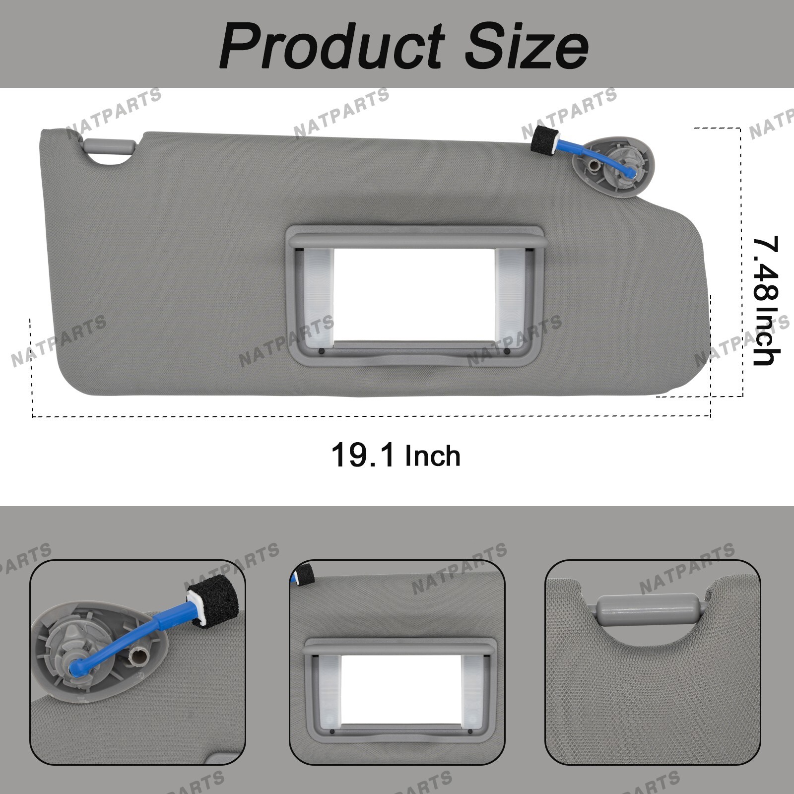 Pair Gray Side Sun Visor w/ Light for Honda Pilot 2009-2015 LH RH83280-SZA-A01ZA