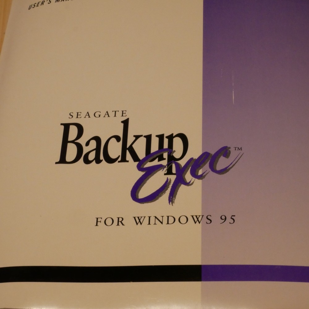 Vintage Seagate Backup Exec For Windows 95 User Manual and CD-ROM