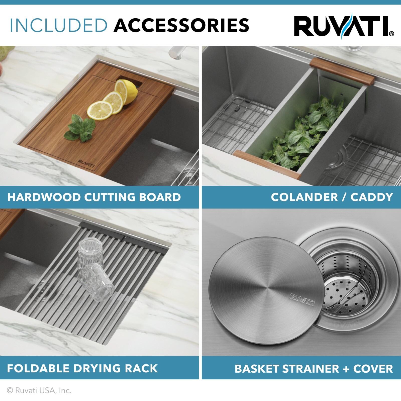Ruvati 32-inch Undermount Workstation Kitchen Sink Single Bowl - RVH8300