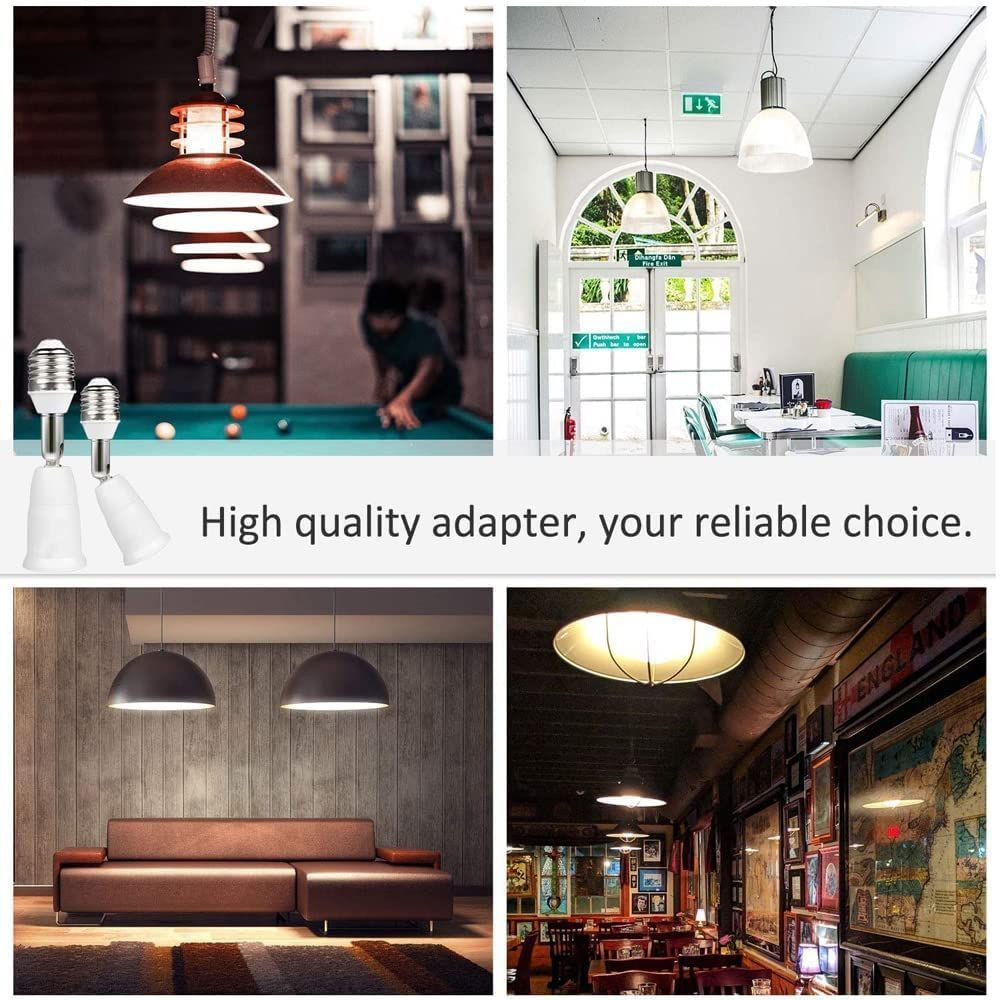 E26/E27 Light Socket Extender, 4.5 Inch Extension white